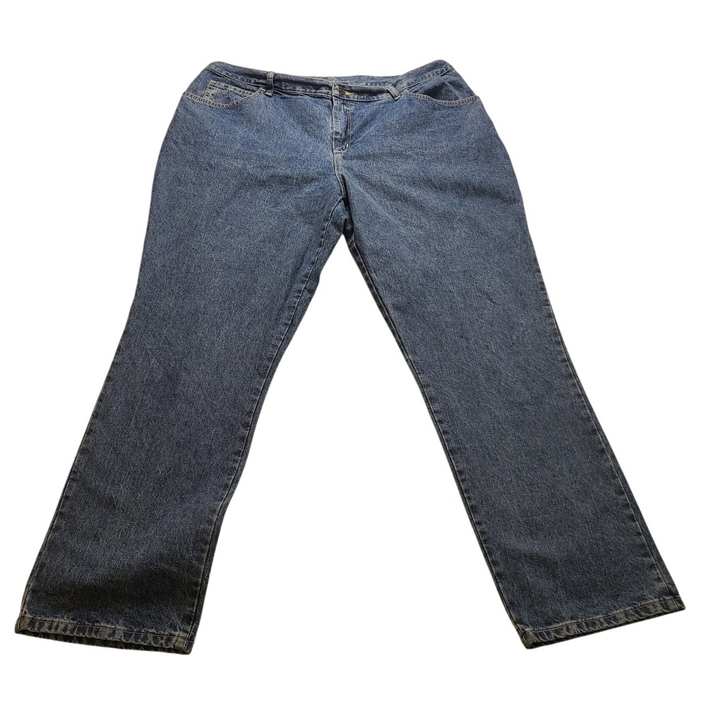 Lee Relaxed Fit Women's Straight Leg Jeans Blue Denim 20W Long High Rise Cotton